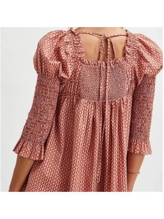 Free People Star Dip Mini Dress in the "Glass Roses Combo" colorway Sz M #1389 - Picture 5 of 13